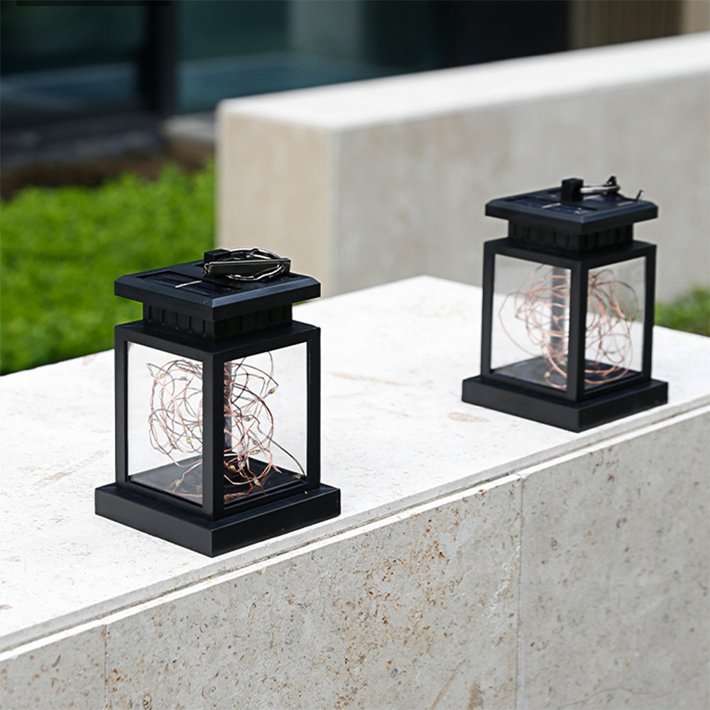 Solar Led Lantern With Wire Lights - Decorative Garden Lamp For Outdoor Areas And Patios