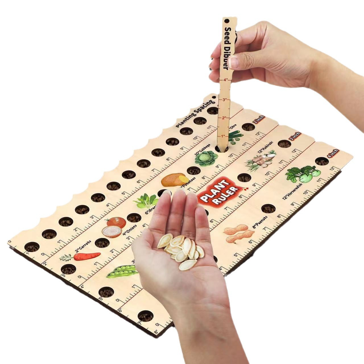 Wood Planting Ruler - Multifunctional Seed Measuring Tool for Garden
