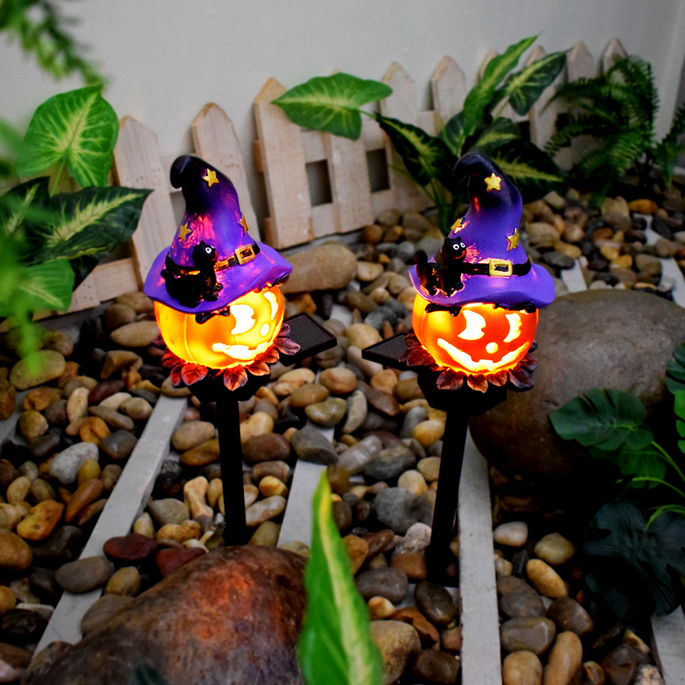 Halloween Solar Lights - Decorative Led Garden Lights With Pumpkin And Witch Motifs