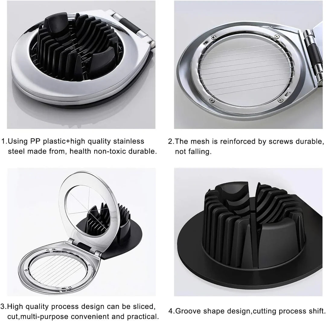 Stainless Steel Egg Slicer - 3-in-1 Cutting Options For Effortless Preparation
