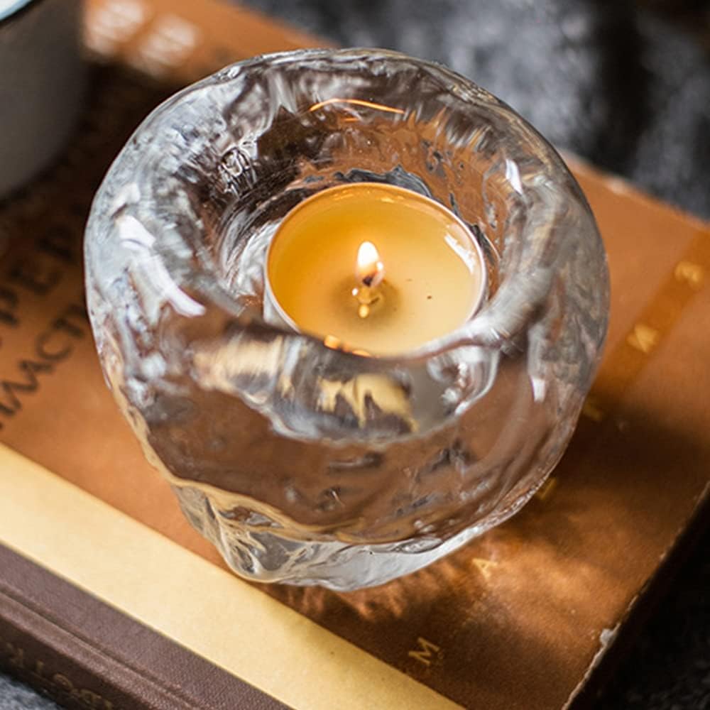 Glass Tealight Holder - Decorative Candle Holder Made Of Clear Glass For Cosy Lighting