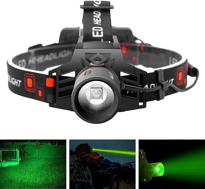 Rechargeable Led Headlamp With White , Red And Green Light - Powerful Headlamp With Usb And Rechargeable Battery
