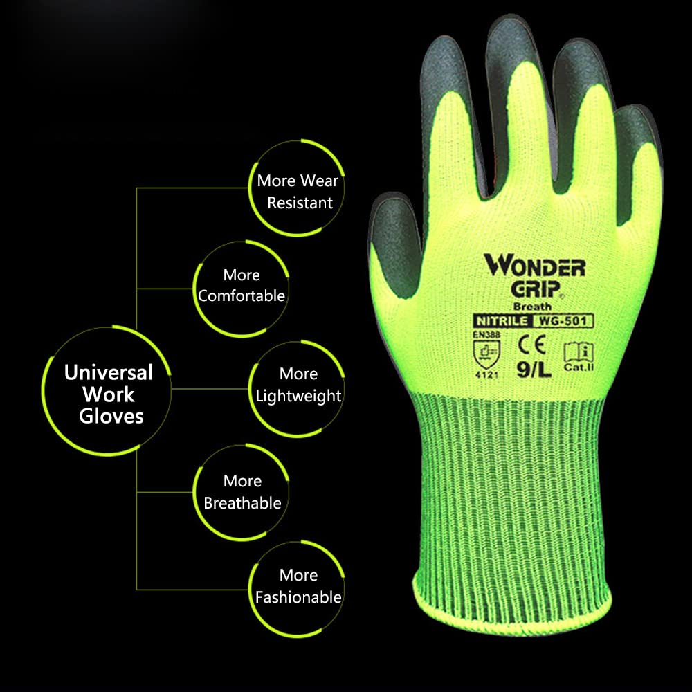 Work Gloves with Miracle Grip - Non - Slip Gloves for Gardening and Crafts