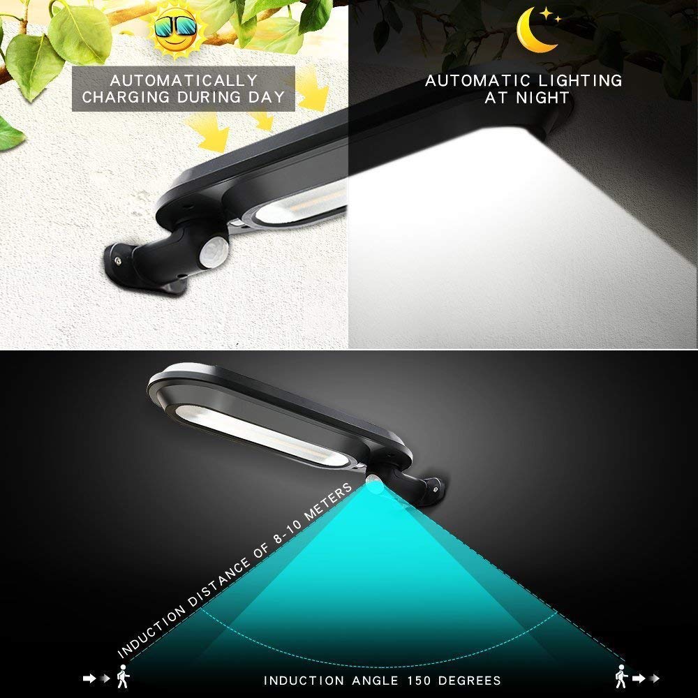 Solar Wall Light With Motion Detector - LED Outdoor Lighting For Garden & Patio