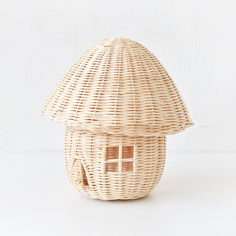 Handmade Rattan Mushroom House Ornament - Beautiful Wickerwork Decoration for the Home