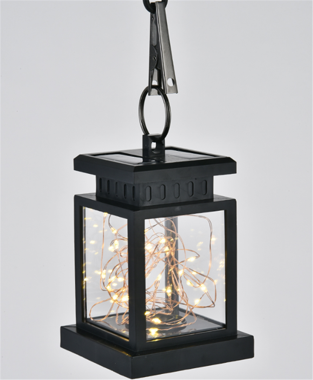 Solar Led Lantern With Wire Lights - Decorative Garden Lamp For Outdoor Areas And Patios
