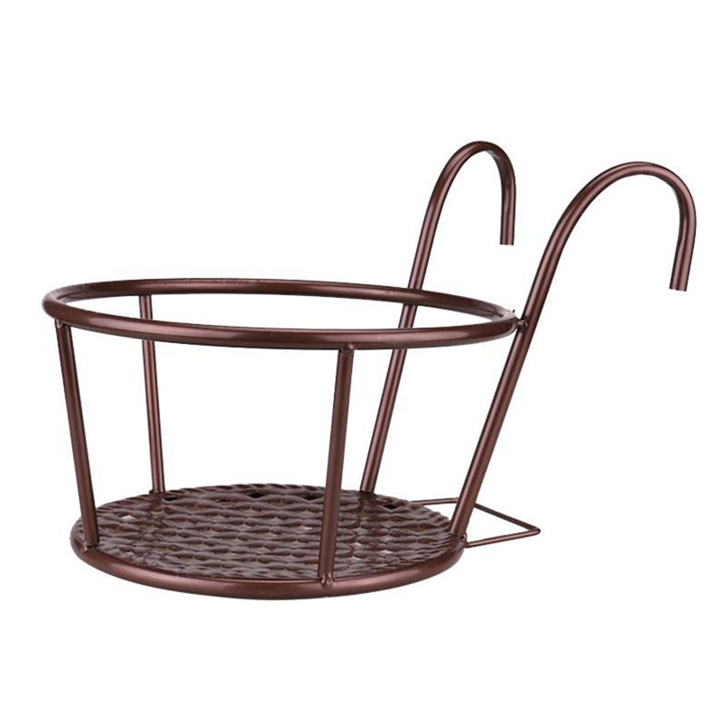 Hanging Metal Plant Basket - Balcony Plant Pot with Hook for Garden and Terrace