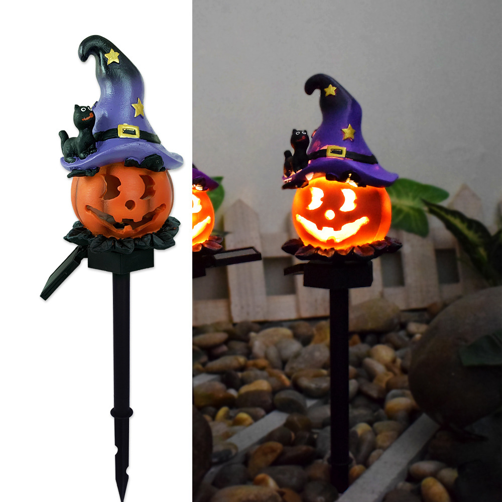 Halloween Solar Lights - Decorative Led Garden Lights With Pumpkin And Witch Motifs