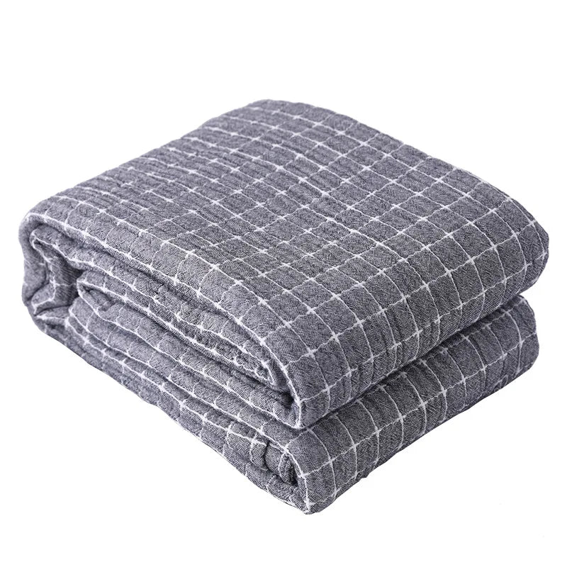Simple Casual Cotton Blanket in a Check Design - Soft and Comfortable for Your Home