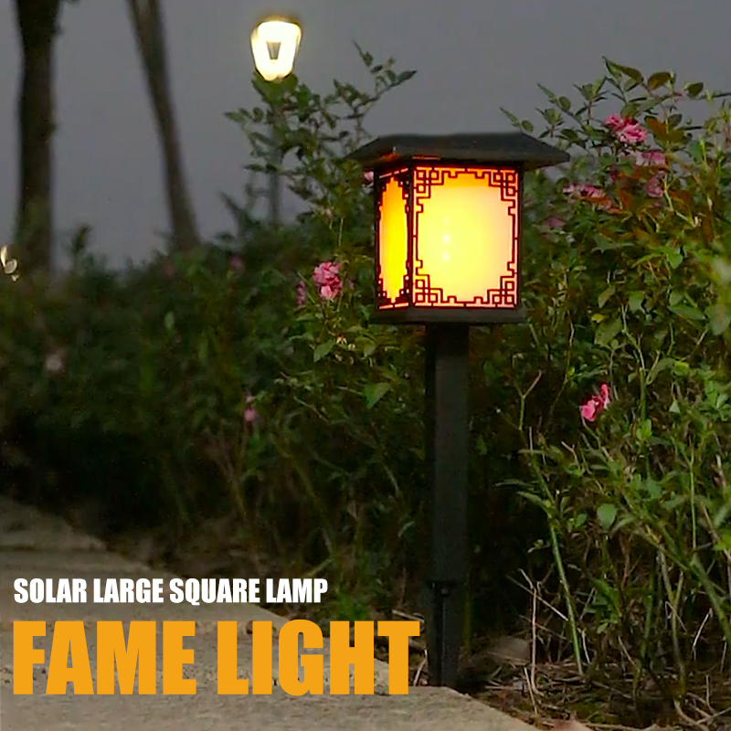 Solar Led Garden Lamp - Large Square Lamp With Warm Light And Dual Use
