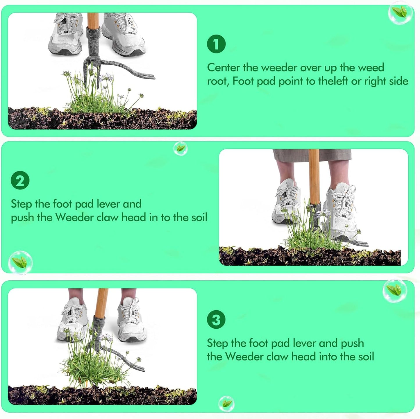 Weed Puller with 4 - Claw Head - Effective Iron Garden Tool for Root Removal