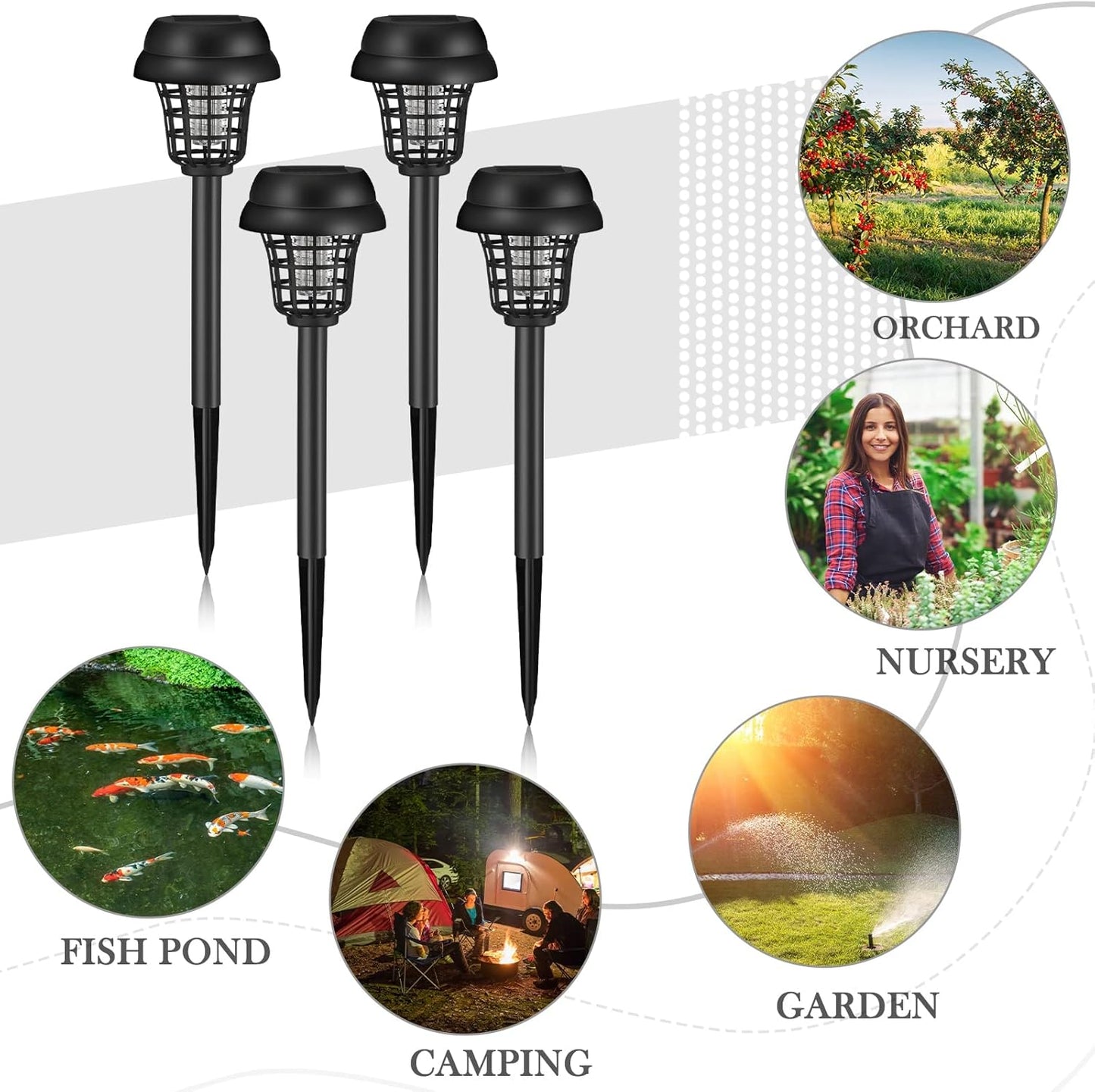 Solar Insect Killer With Led Light - Waterproof Garden Light For Mosquito Repellent
