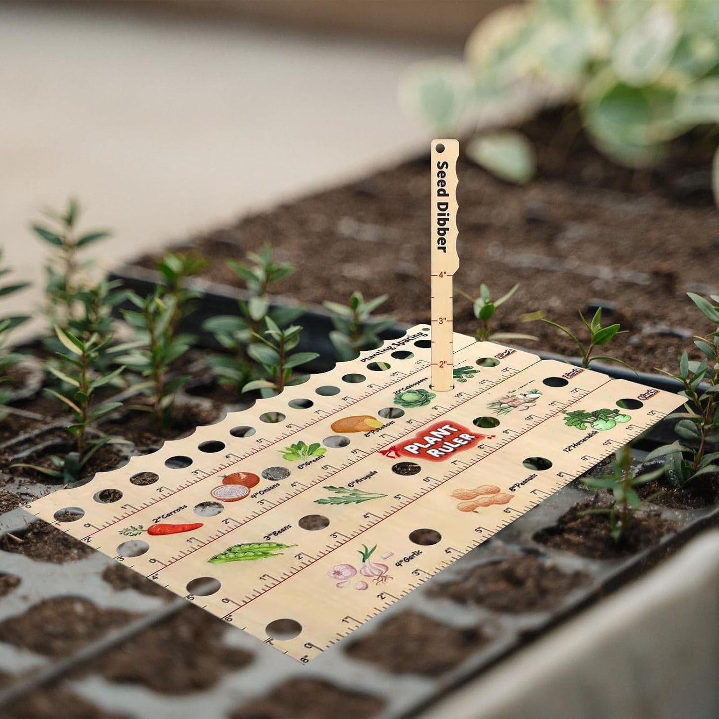 Wood Planting Ruler - Multifunctional Seed Measuring Tool for Garden