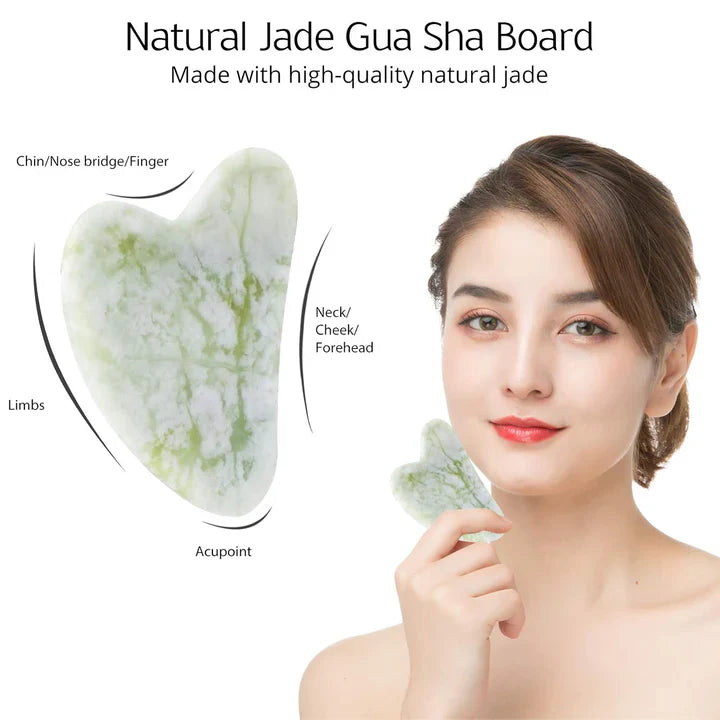 Instant Glow Gua Sha & Jade Roller Set | For Radiant Skin and Natural Relaxation