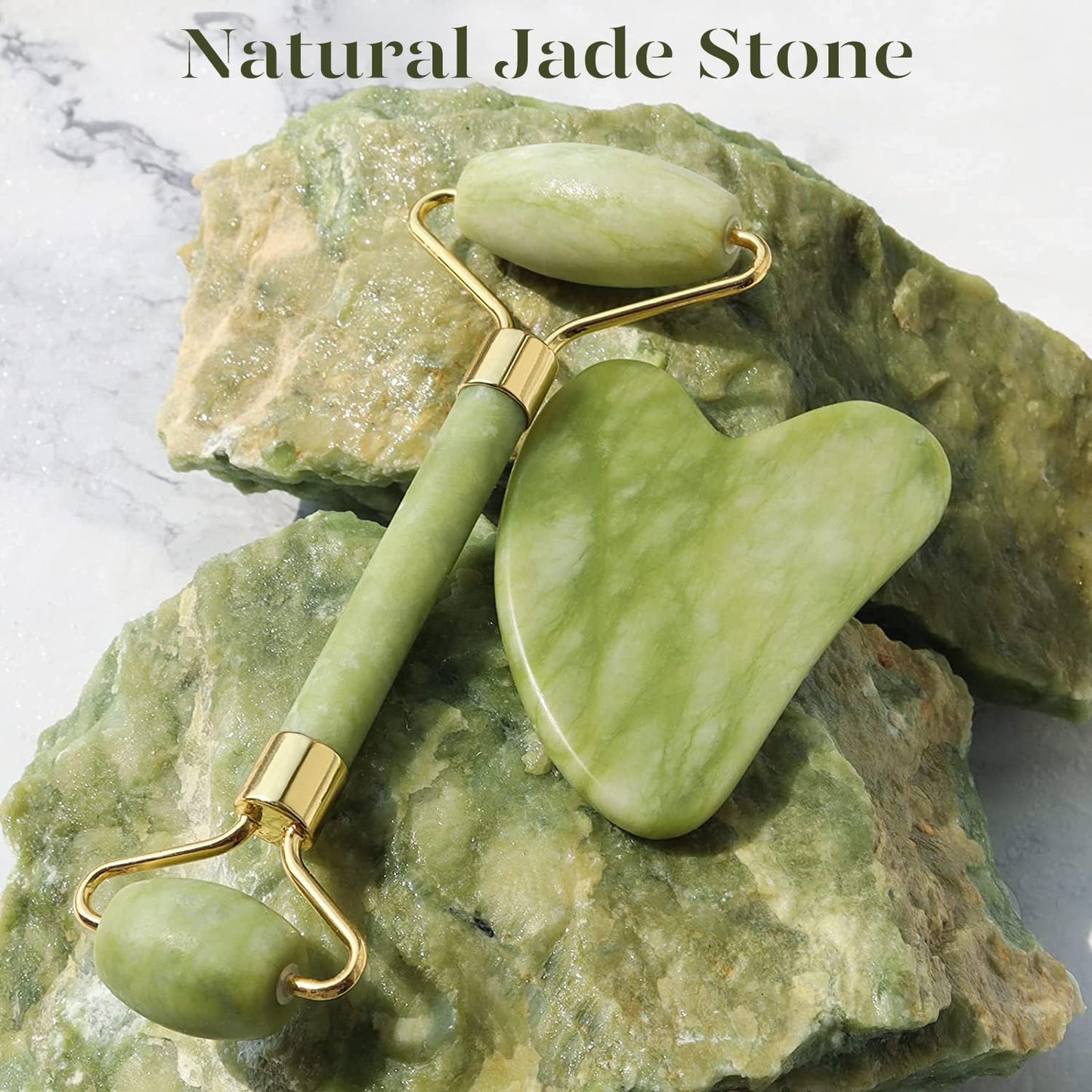 Instant Glow Gua Sha & Jade Roller Set | For Radiant Skin and Natural Relaxation