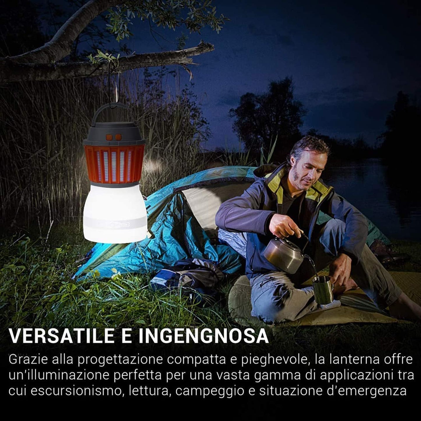 Solar Led Mosquito Lamp With Integrated Lantern - Effective Insect Protection And Lighting For The Garden And Camping