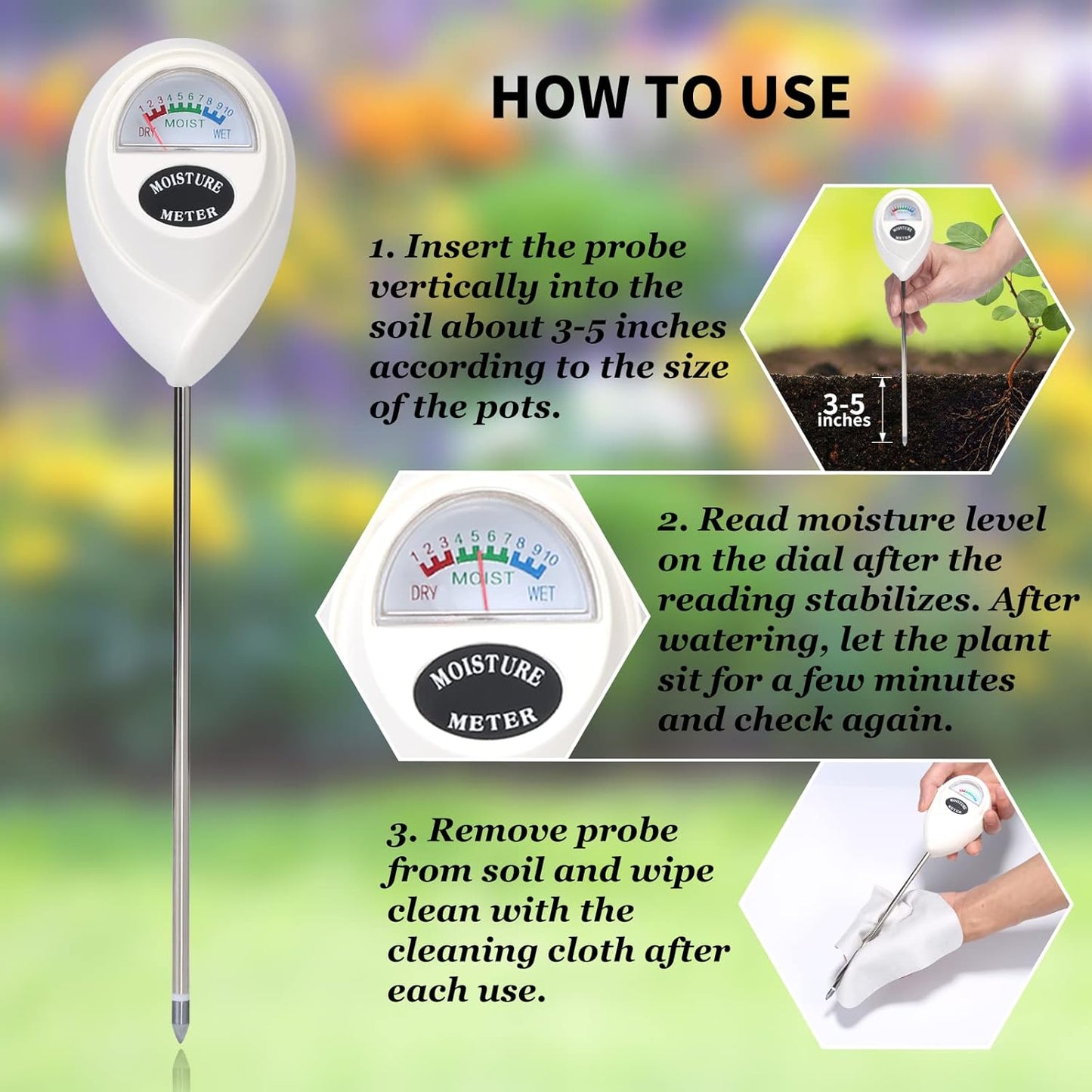 Soil Moisture Meter for Precise Moisture Measurement in Soil - Ideal for Plant Care