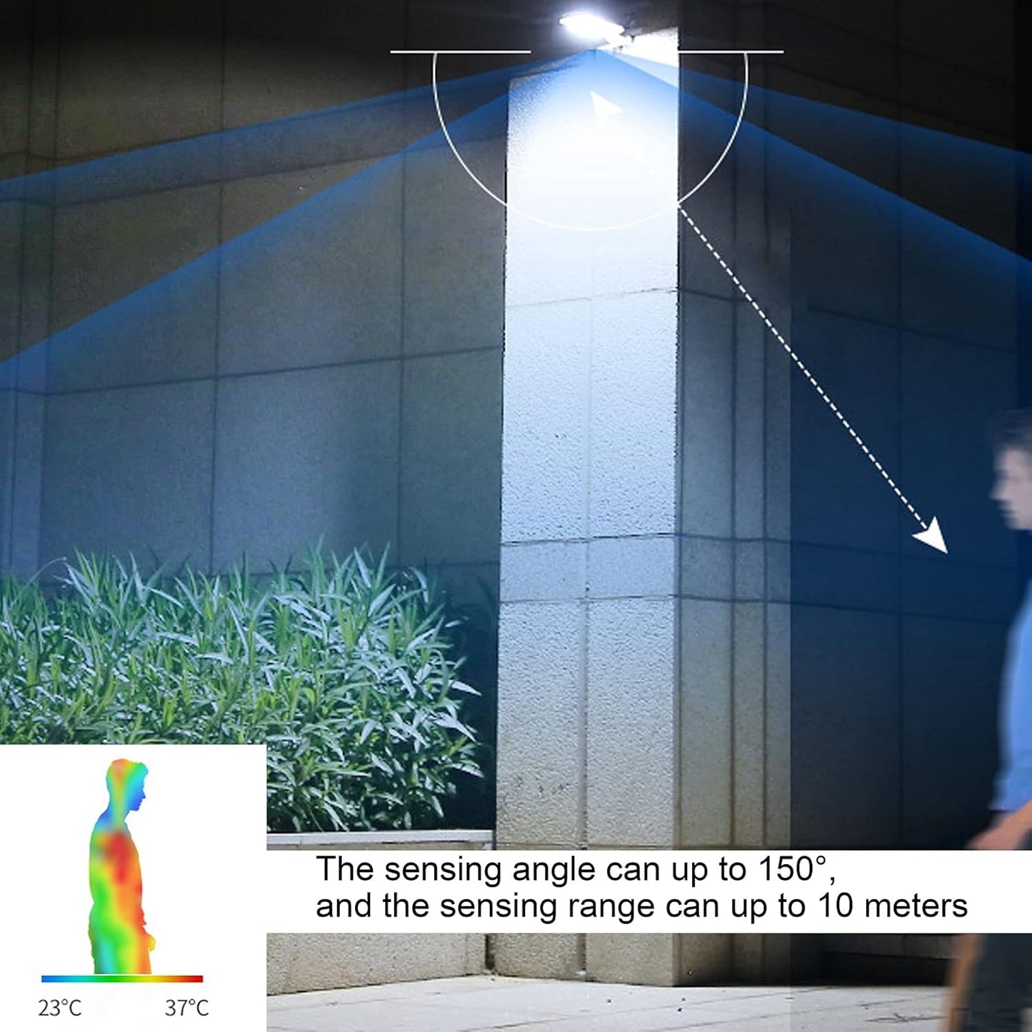 Solar Wall Light With Motion Detector - LED Outdoor Lighting For Garden & Patio