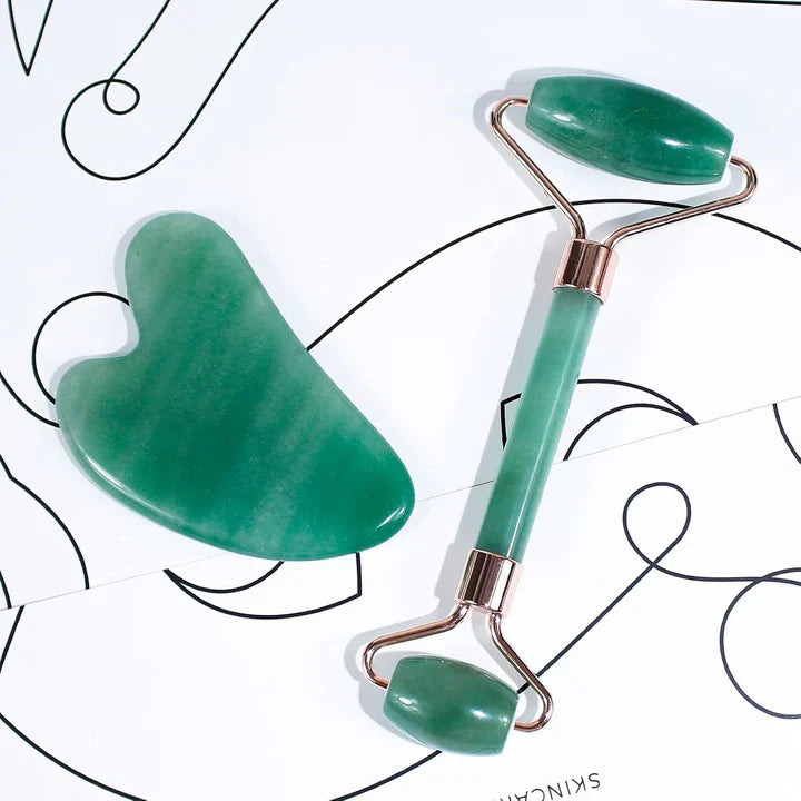 Instant Glow Gua Sha & Jade Roller Set | For Radiant Skin and Natural Relaxation