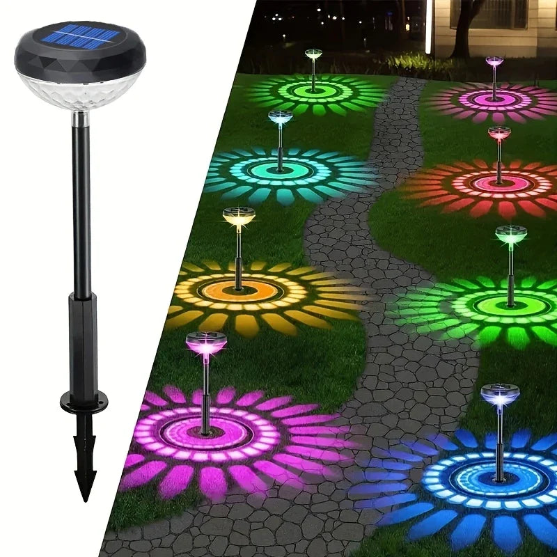 Solar Garden Lamp With Colour Change - Led Garden Lighting For Outdoor Use With Flower Pattern