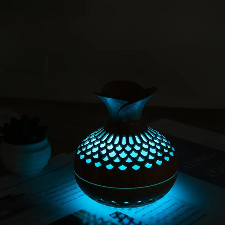 Aromatherapy Humidifier with Led Diffuser in Wood Look & Night Light