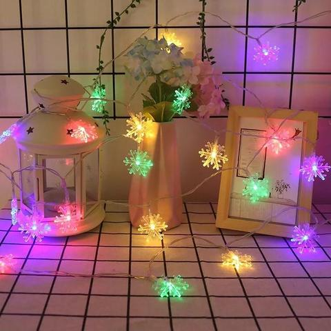 Led Snowflake Fairy Lights For Indoors And Outdoors - Decorative Lighting With Warm White Or Coloured Light