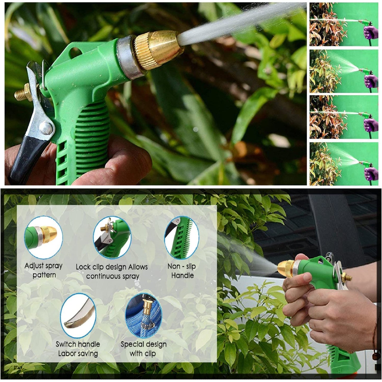 Adjustable High - Pressure Garden Hose Gun with Copper Head