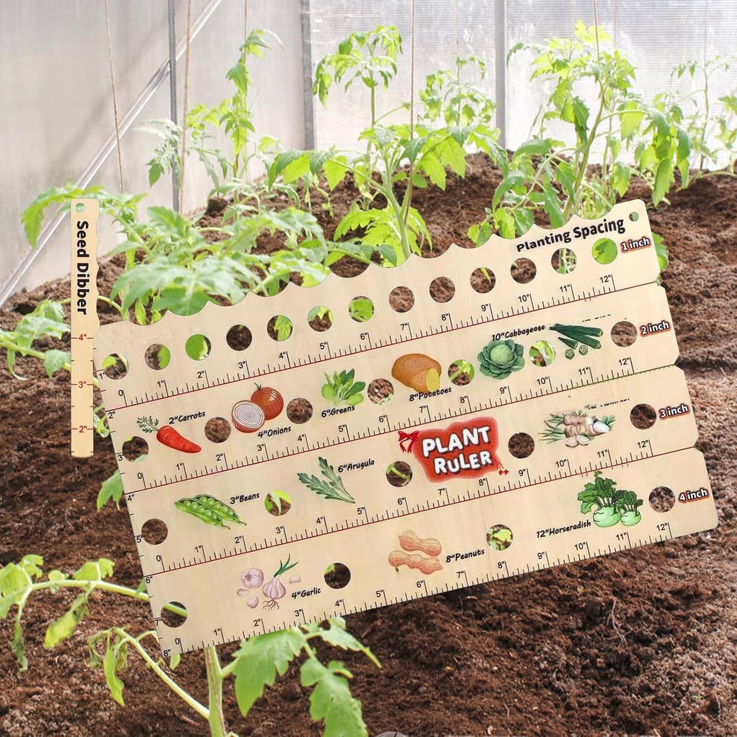 Wood Planting Ruler - Multifunctional Seed Measuring Tool for Garden