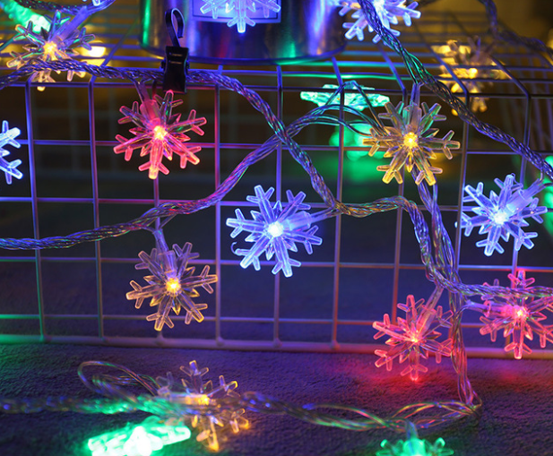 Led Snowflake Fairy Lights For Indoors And Outdoors - Decorative Lighting With Warm White Or Coloured Light