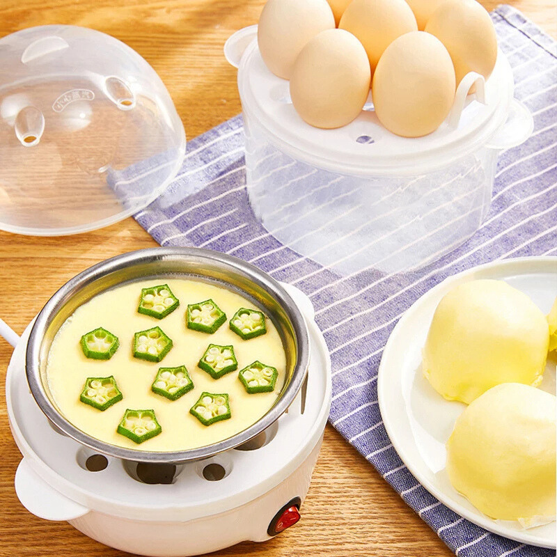 Electric Egg Cooker & Steamer - Compact Multifunctional Appliance for Perfect Eggs and Steamed Food