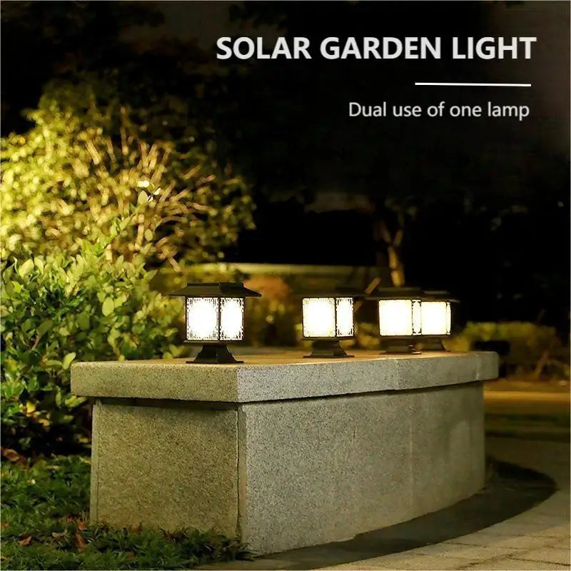 Solar Led Garden Lamp - Large Square Lamp With Warm Light And Dual Use