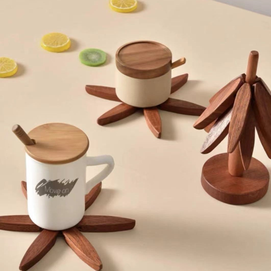 Elegant Tree Coasters In Wood Look