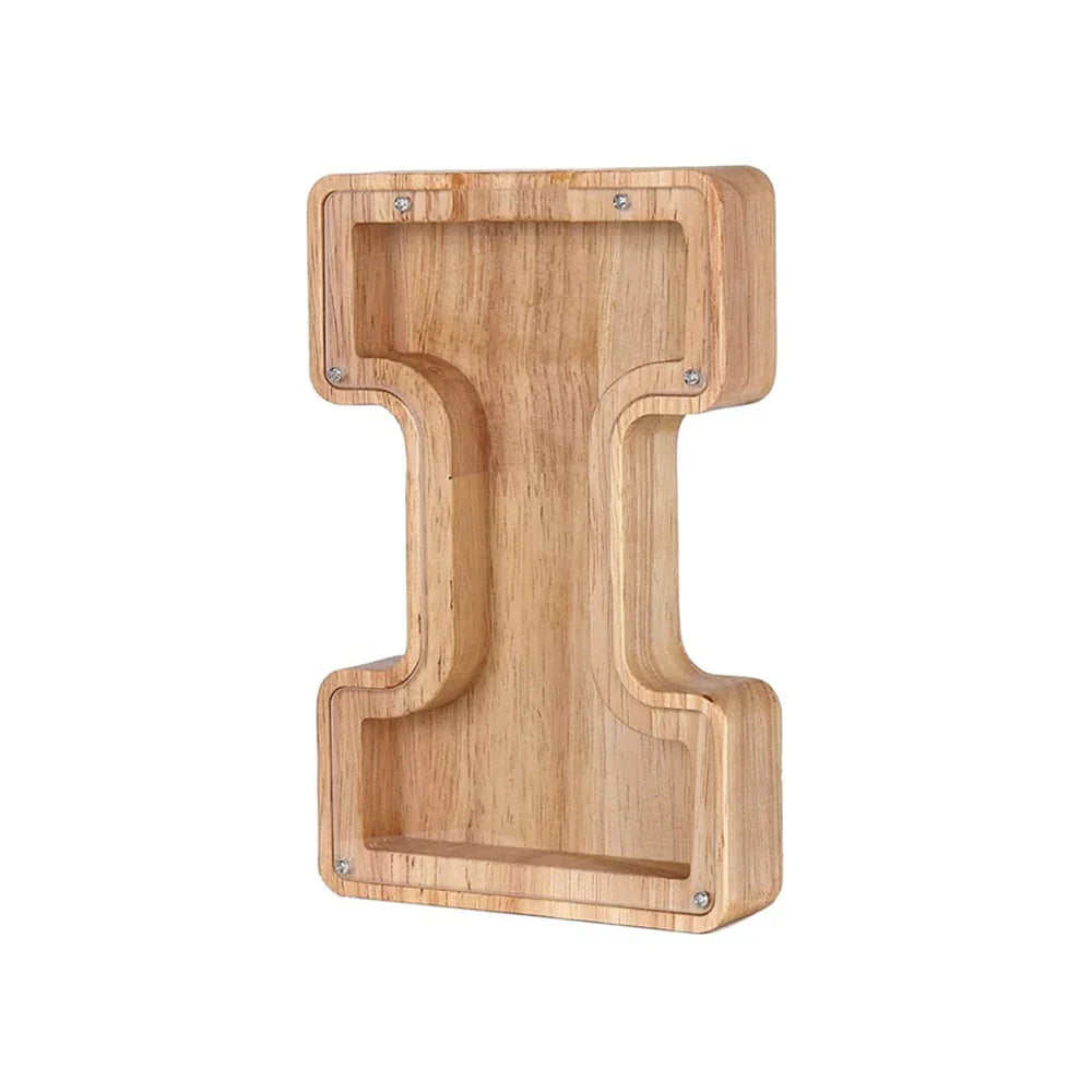 Wooden Alphabet Piggy Bank With Transparent Viewing Window For Stylish Saving