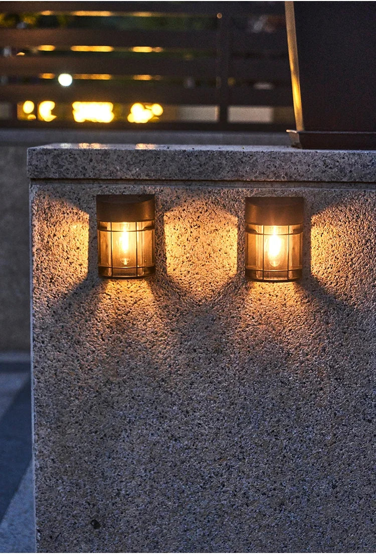 Outdoor Wall Light With Glass And Grille - Led Garden Lighting Weatherproof For Patio Balcony