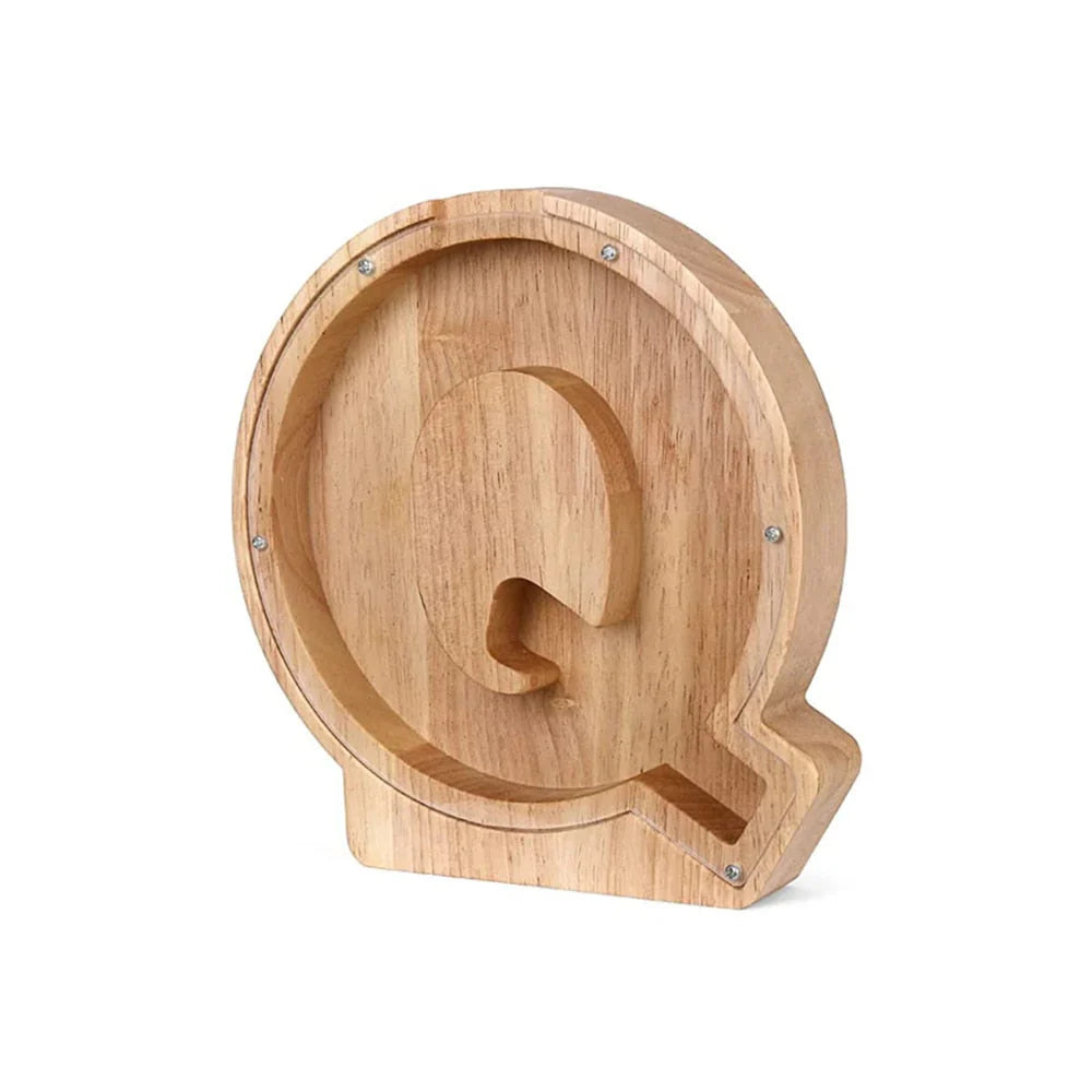 Wooden Alphabet Piggy Bank With Transparent Viewing Window For Stylish Saving