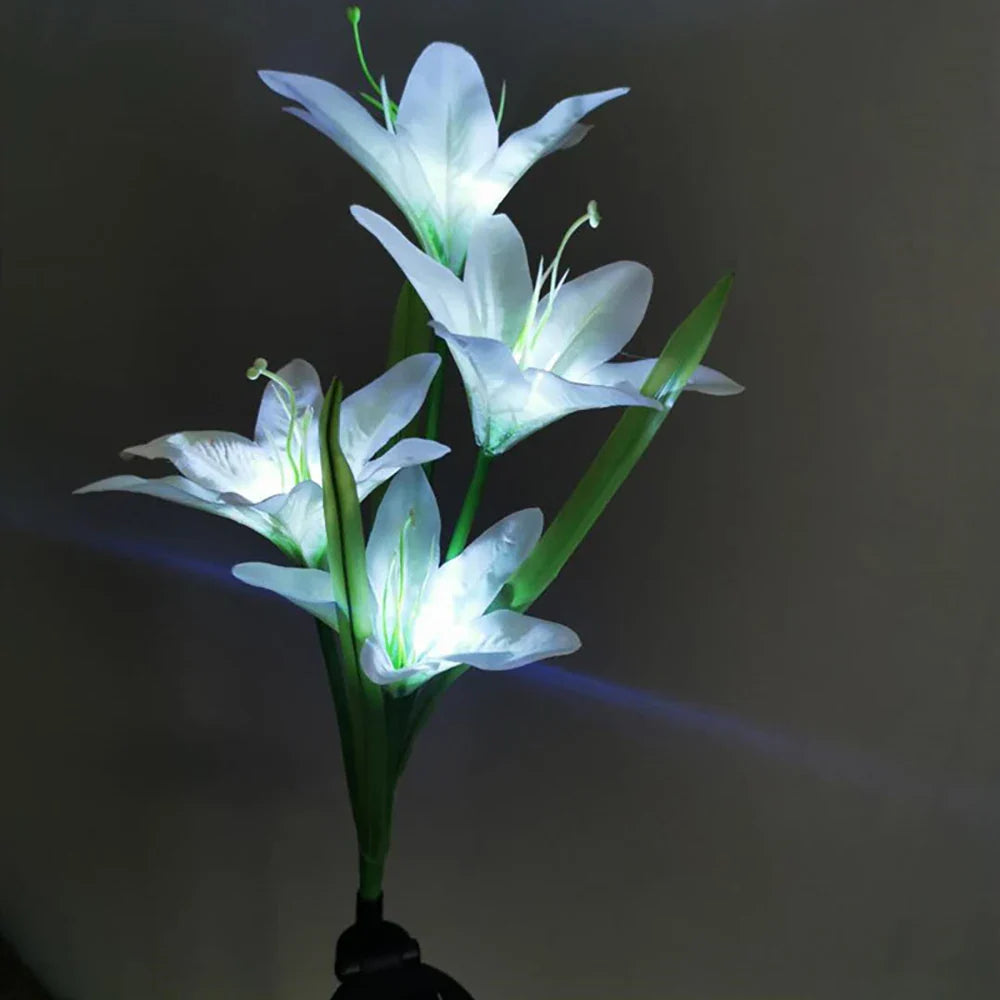 Lily - Shaped Solar Led Flower Lights - Colour - Changing Garden Lights With Rod For Outdoor Areas