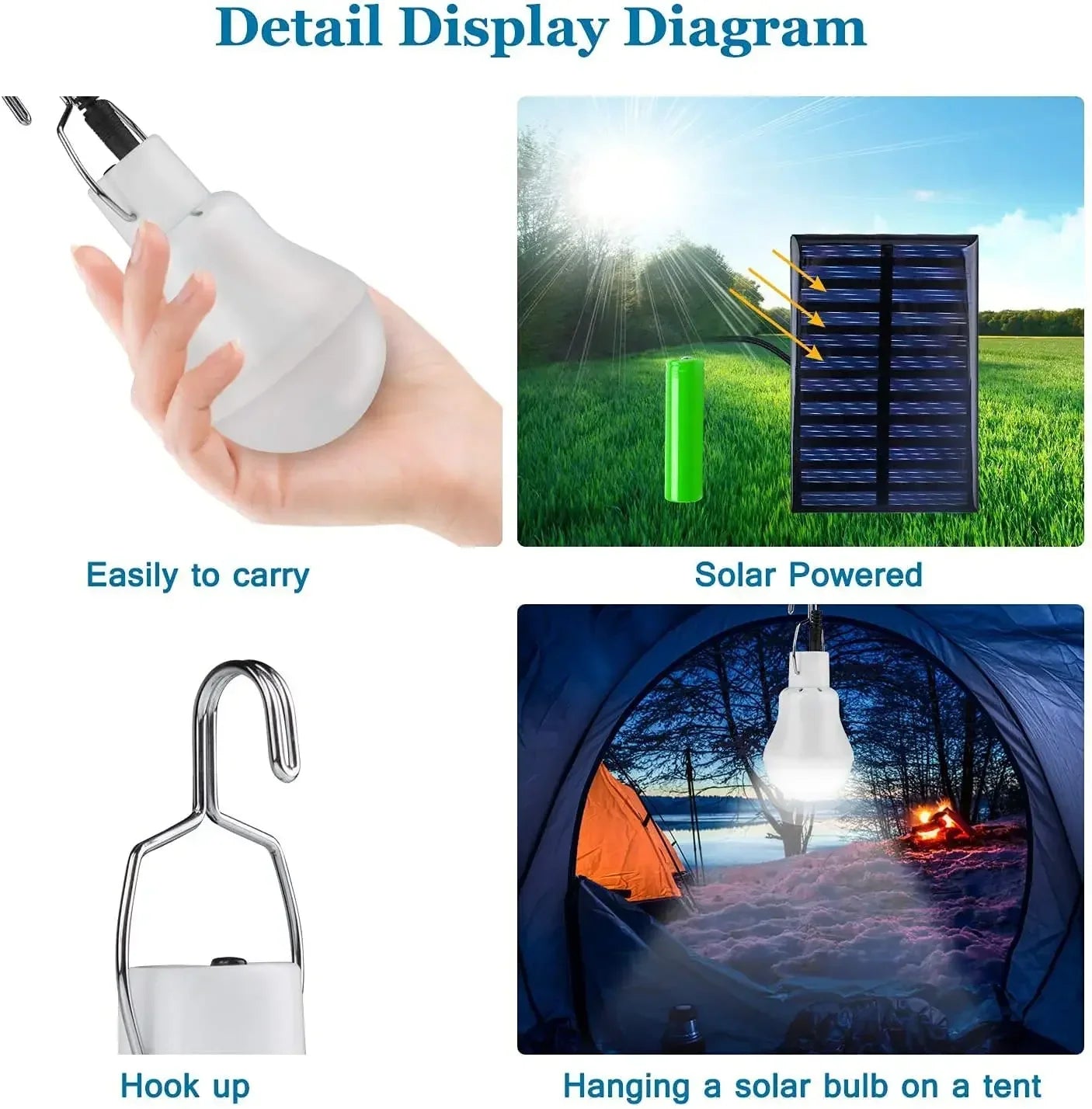 Solar Lamp With Solar Panel - Energy - Saving LED Lamp For Indoor And Outdoor Use