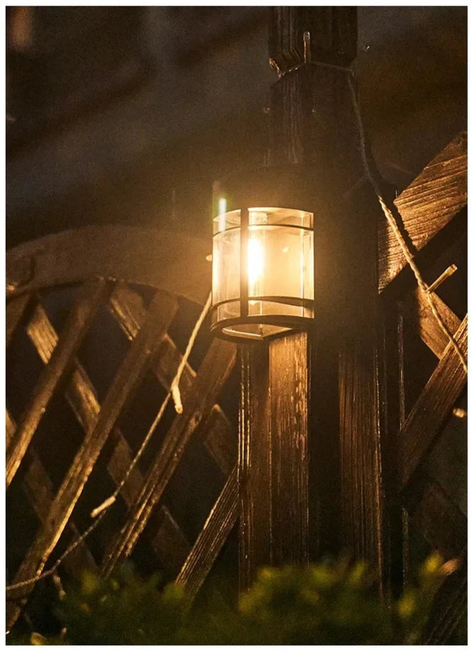 Outdoor Wall Light With Glass And Grille - Led Garden Lighting Weatherproof For Patio Balcony