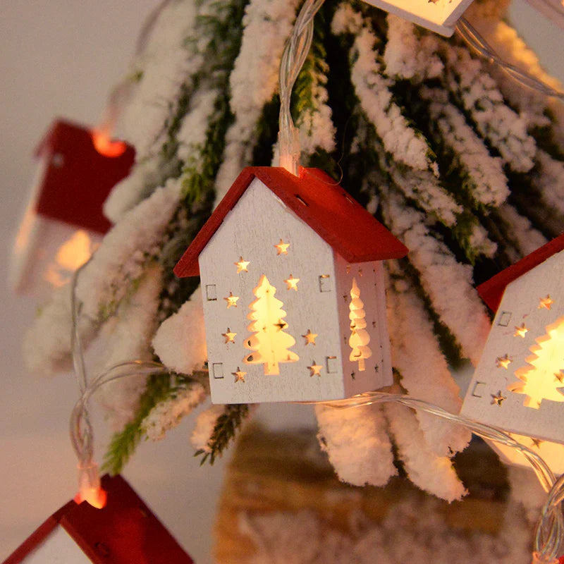 Wooden Christmas Houses with Led Lighting for Festive Decorations