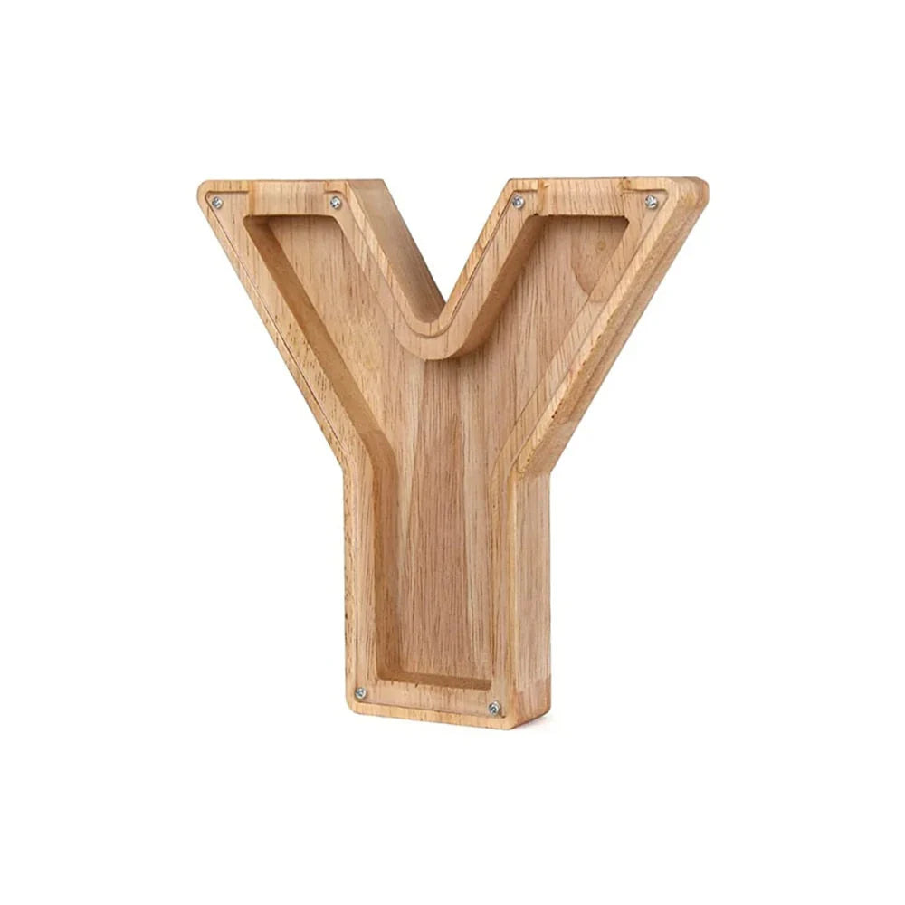 Wooden Alphabet Piggy Bank With Transparent Viewing Window For Stylish Saving