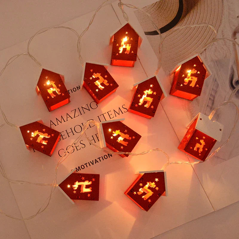 Wooden Christmas Houses with Led Lighting for Festive Decorations
