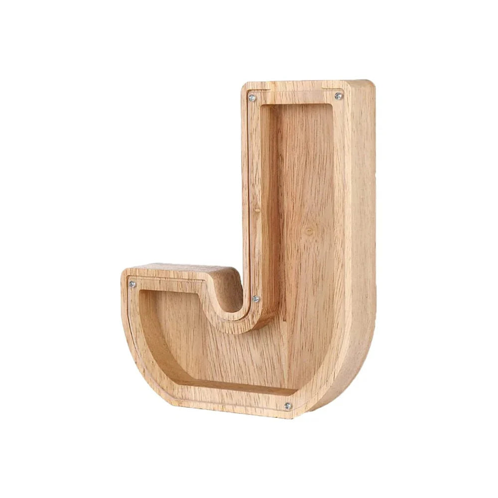 Wooden Alphabet Piggy Bank With Transparent Viewing Window For Stylish Saving