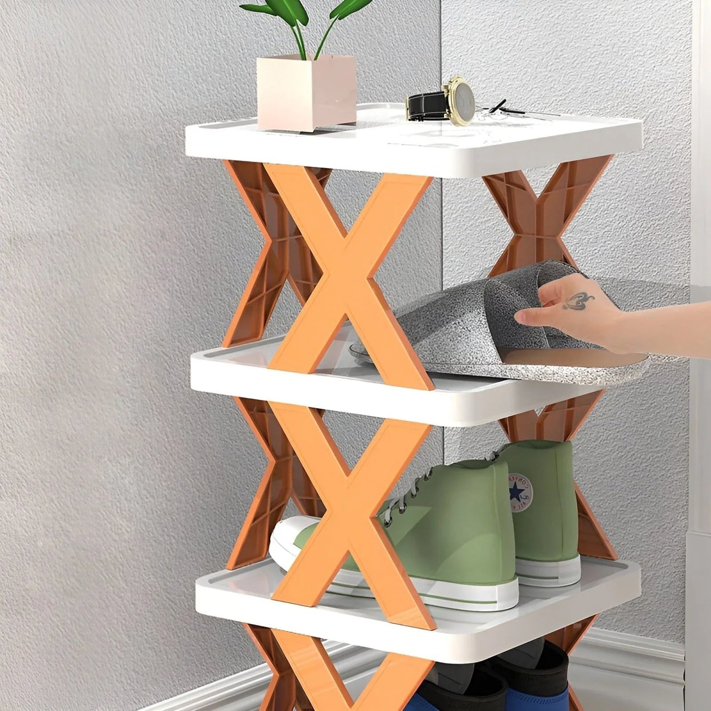Multifunctional and Foldable Shoe Rack for Space - Saving Storage