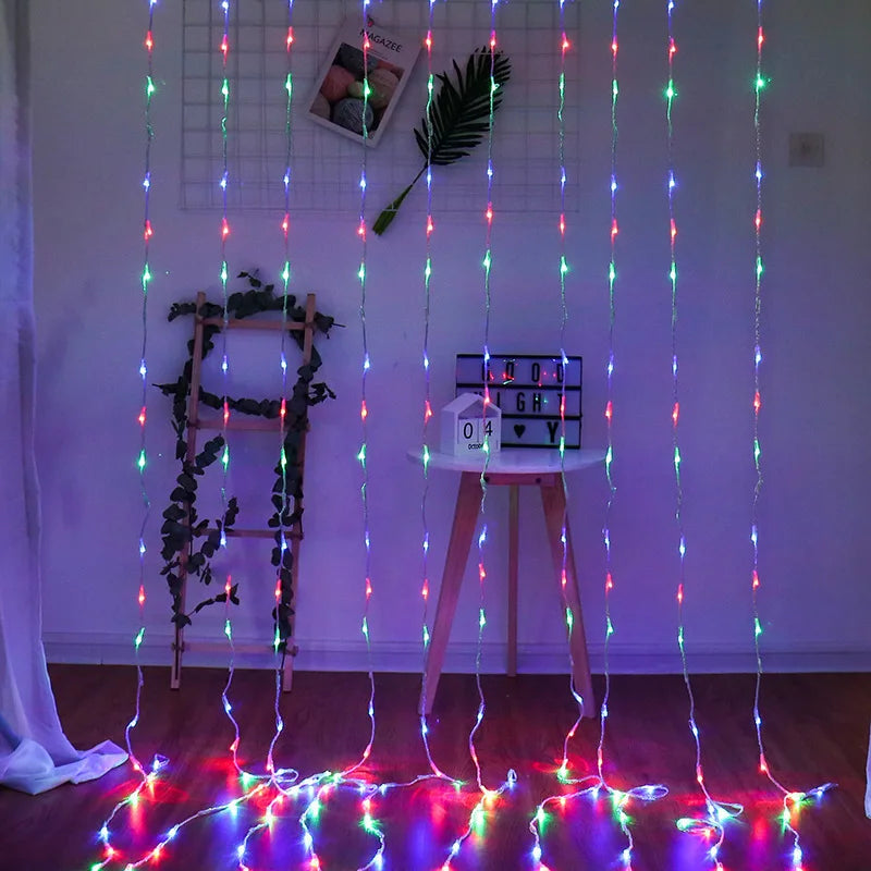 Led Light Curtain With Colour Change - Decorative Fairy Lights For Windows Walls And Parties