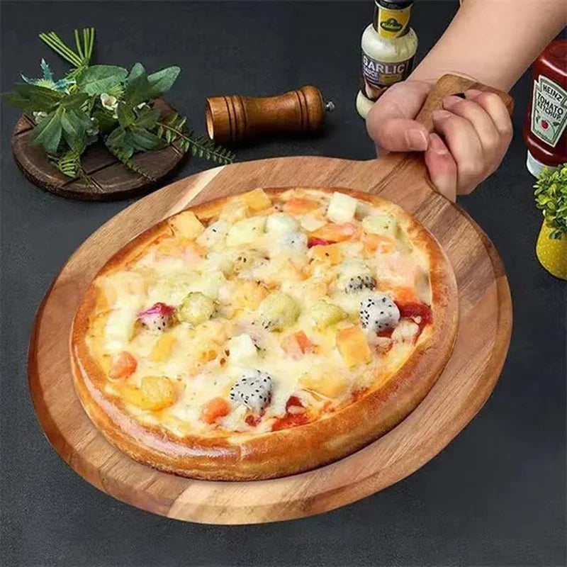 Acacia Wood Pizza Peel and Serving Board with Handle