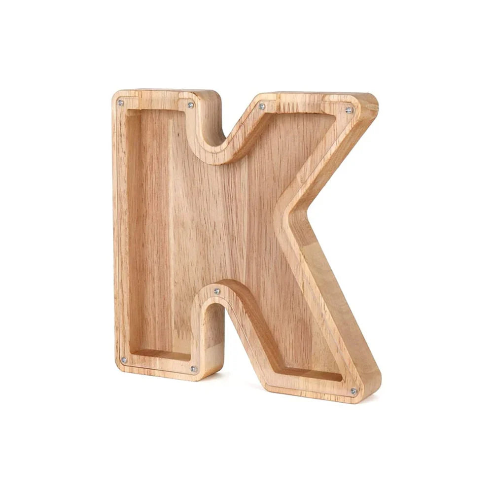 Wooden Alphabet Piggy Bank With Transparent Viewing Window For Stylish Saving
