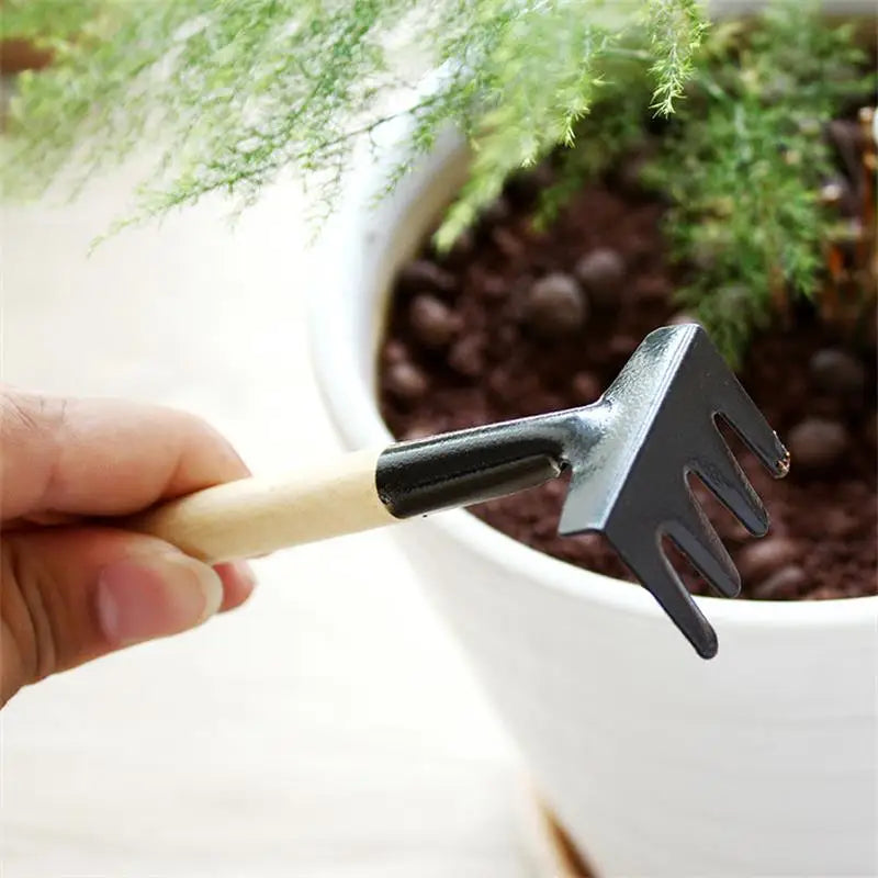 3 - Piece Garden Tool Set with Wooden Handles - Handy Shovel , Rake and Hoe for Garden Maintenance