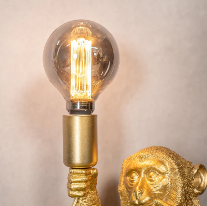 Elegant Golden Monkey Flowerpot Lamp