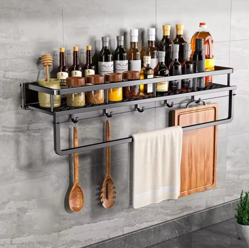 Contemporary Black Kitchen Shelf