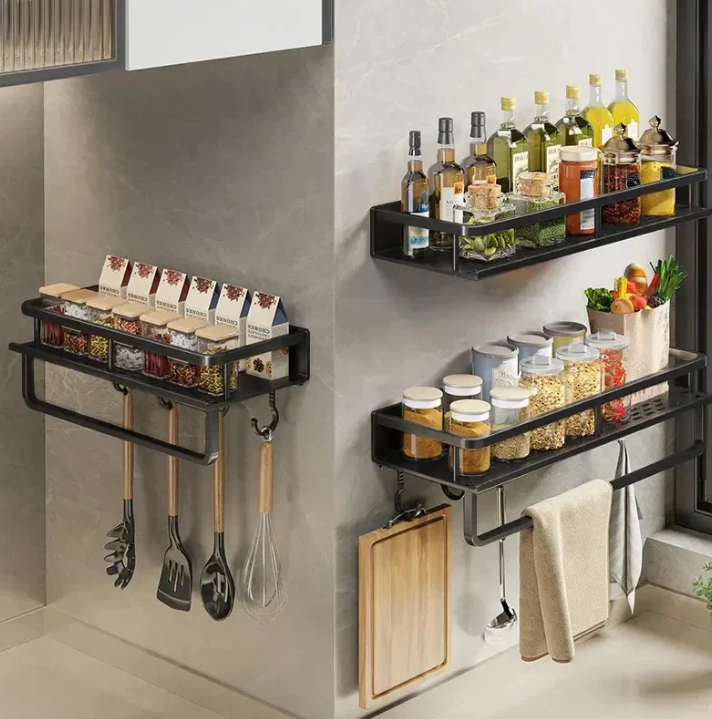 Contemporary Black Kitchen Shelf